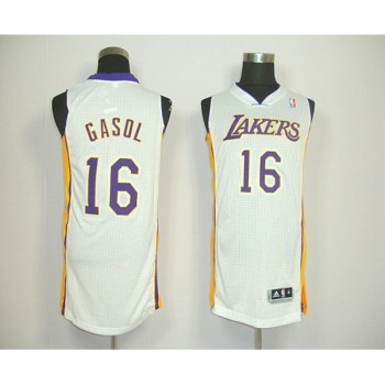 Revolution 30 Lakers #16 Pau Gasol White Stitched NBA Jersey Revolution 30 Lakers #16 Pau Gasol White Stitched NBA Jersey