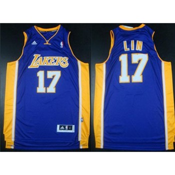 Revolution 30 Lakers #17 Jeremy Lin Purple Road Stitched NBA Jersey