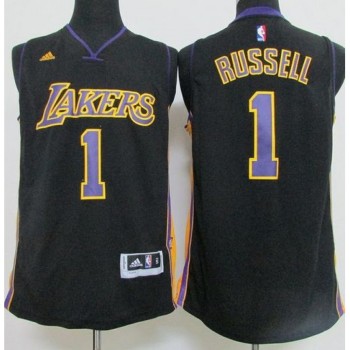 Revolution 30 Lakers #1 D'Angelo Russell Black(Purple NO.) Hollywood Nights Stitched NBA Jersey