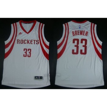 Revolution 30 Rockets #33 Corey Brewer White Road Stitched NBA Jersey