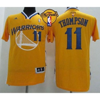 Revolution 30 Warriors #11 Klay Thompson Gold Alternate The Finals Patch Stitched NBA Jersey