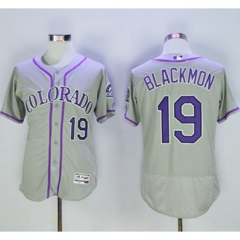 Rockies #19 Charlie Blackmon Grey Flexbase Authentic Collection Stitched MLB Jersey Rockies #19 Charlie Blackmon Grey Flexbase Authentic Collection Stitched MLB Jersey