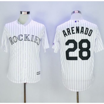 Rockies #28 Nolan Arenado White Strip New Cool Base Stitched MLB Jersey Rockies #28 Nolan Arenado White Strip New Cool Base Stitched MLB Jersey