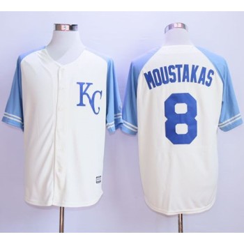 Royals #8 Mike Moustakas Cream Exclusive Vintage Stitched MLB Jersey