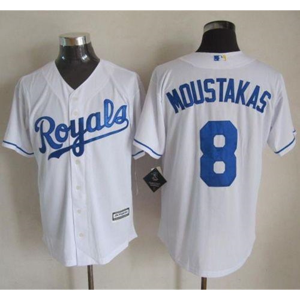 Royals #8 Mike Moustakas White New Cool Base Stitched MLB Jersey