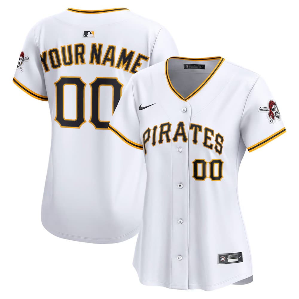 Women's Pittsburgh Pirates Nike White Home Limited Custom Jersey Women's Pittsburgh Pirates Nike White Home Limited Custom Jersey