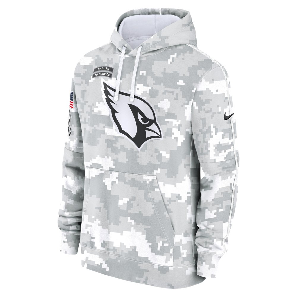 Youth Arizona Cardinals White/Gray 2024 Salute To Service Pullover Hoodie