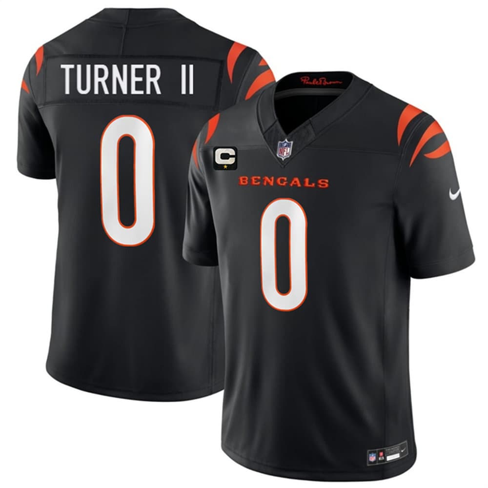 Youth Cincinnati Bengals #0 DJ Turner II Black 2026 1-Star C Patch Vapor F.U.S.E. Untouchable Limited Jersey