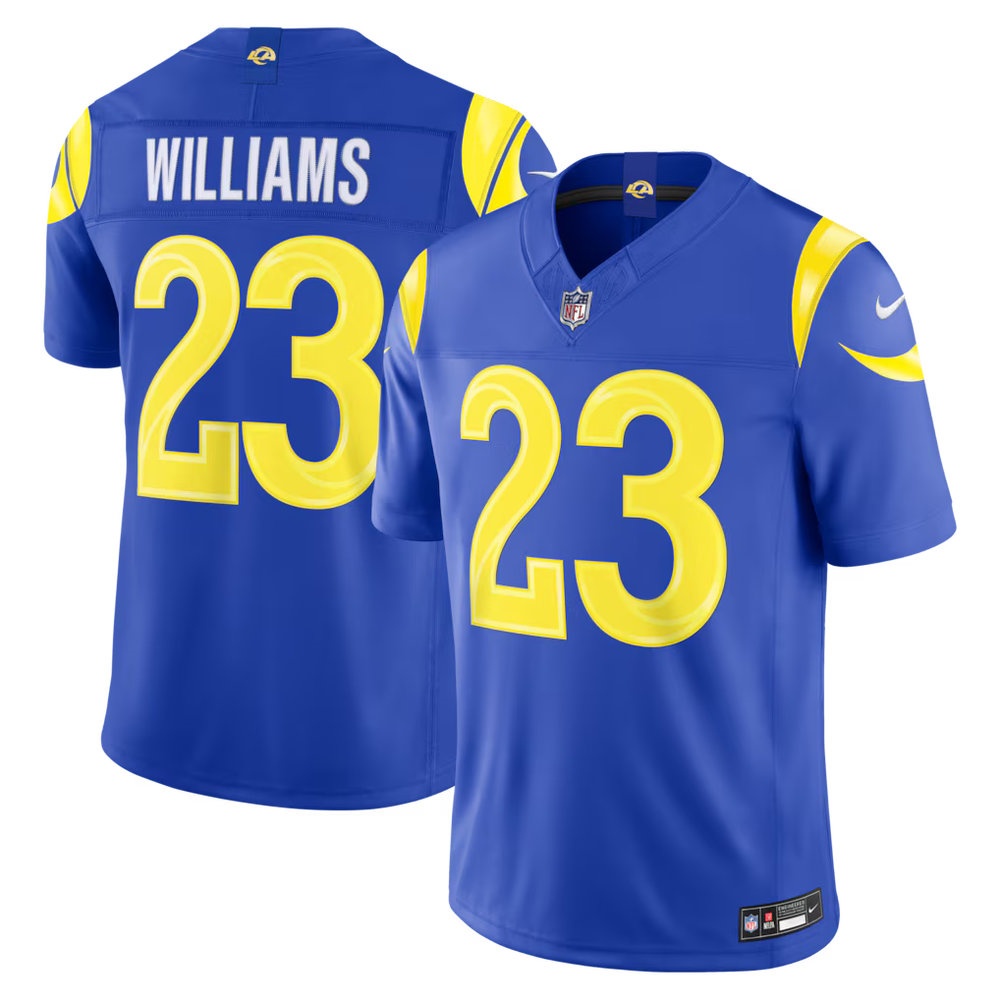 Men's Los Angeles Rams #23 Kyren Williams Royal Vapor F.U.S.E. Sewn Down Limited Jersey