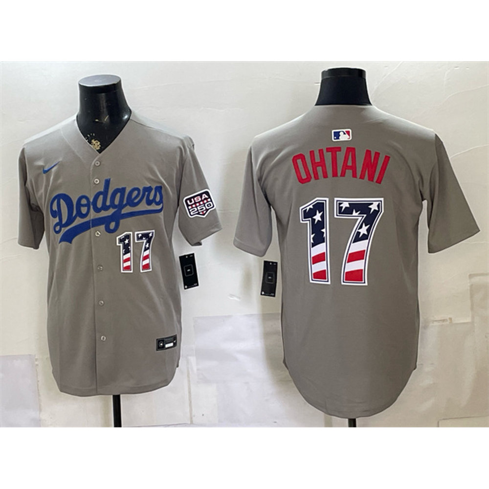 Youth Los Angeles Dodgers #17 Shohei Ohtani Grey 250 Fourth of July Road Stitched Baseball Jersey