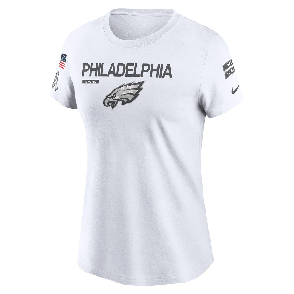 Women's Philadelphia Eagles White 2024 Salute To Service Legend Performance T-Shirt Women's Philadelphia Eagles White 2024 Salute To Service Legend Performance T-Shirt