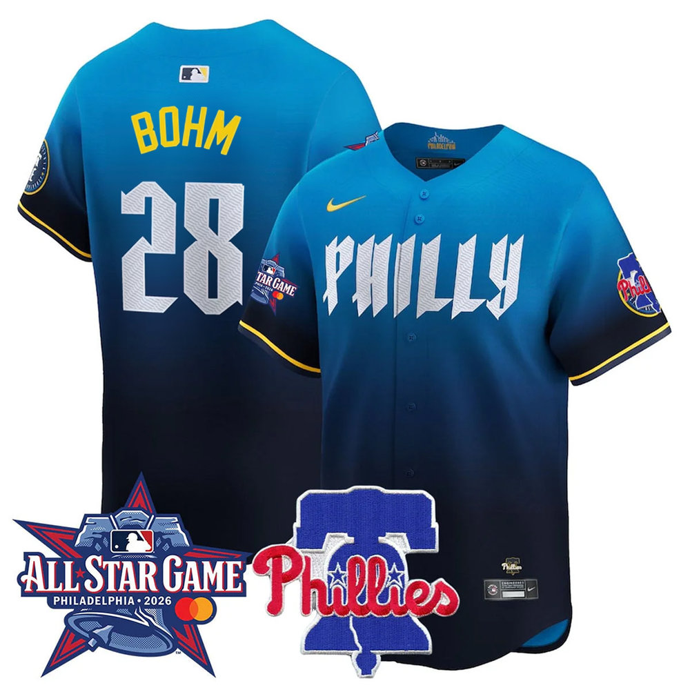 Youth Philadelphia Phillies #28 Alec Bohm Blue 2026 MLB All-Star Jersey Youth Philadelphia Phillies #28 Alec Bohm Blue 2026 MLB All-Star Jersey