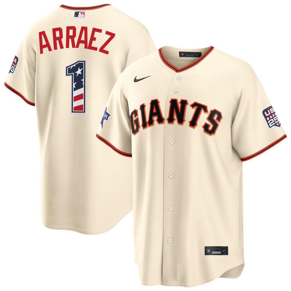 Men's San Francisco Giants #1 Luis Arraez Nike Cream 2026 All-Star Edition Stars & Stripes Stadium Jersey