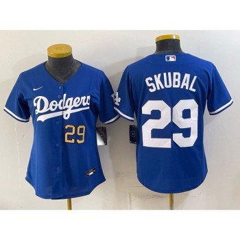 Women's Los Angeles Dodgers #29 Tarik Skubal Royal Cool Base Stitched Baseball Jersey