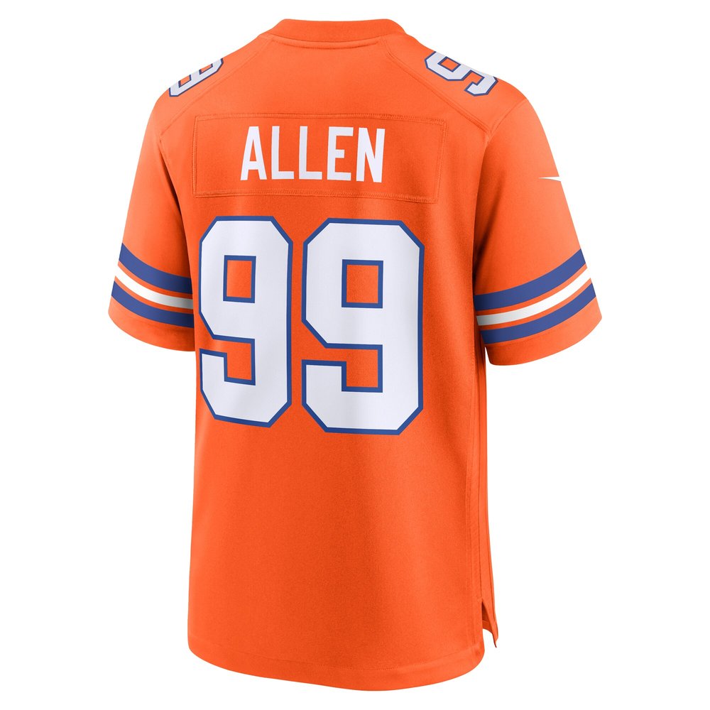 Men's Denver Broncos Zach Allen Orange Mile High Collection 1977 Throwback Player Game Jersey