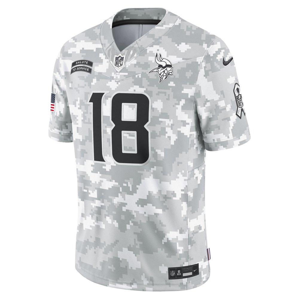 Men's Minnesota Vikings Justin Jefferson Arctic Camo 2024 Salute to Service Limited Jersey