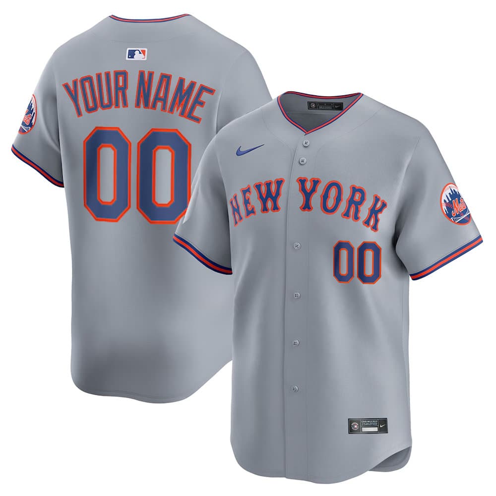Youth New York Mets Nike Gray Road Limited Custom Jersey