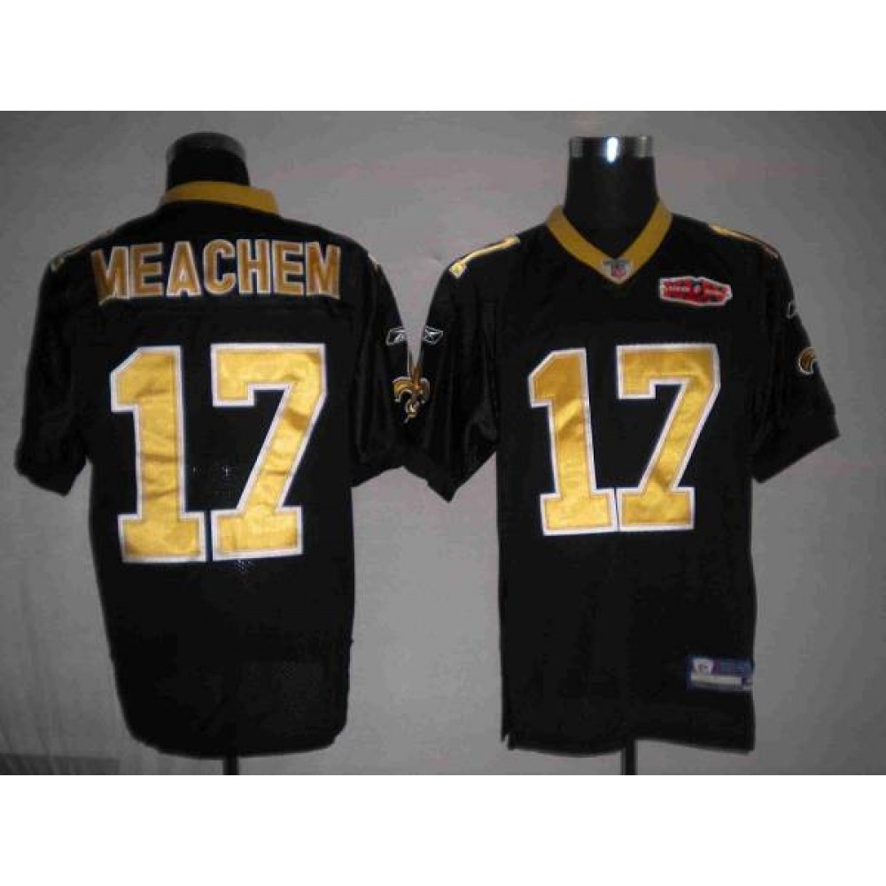 Saints #17 Robert Meachem Black With Super Bowl Patch Stitched Youth NFL Jersey