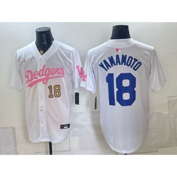 Youth Los Angeles Dodgers #18 Yoshinobu Yamamoto White Cool Base Stitched Baseball Jersey