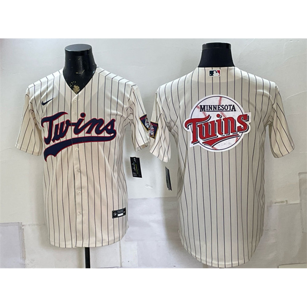 Men's Minnesota Twins Team Big Logo Cream 2026 Field of Dreams Stadium Baseball Jersey