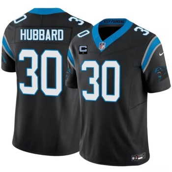 Men's Carolina Panthers #30 Chuba Hubbard Black 2026 1-Star C Patch Vapor F.U.S.E. Limited Jersey