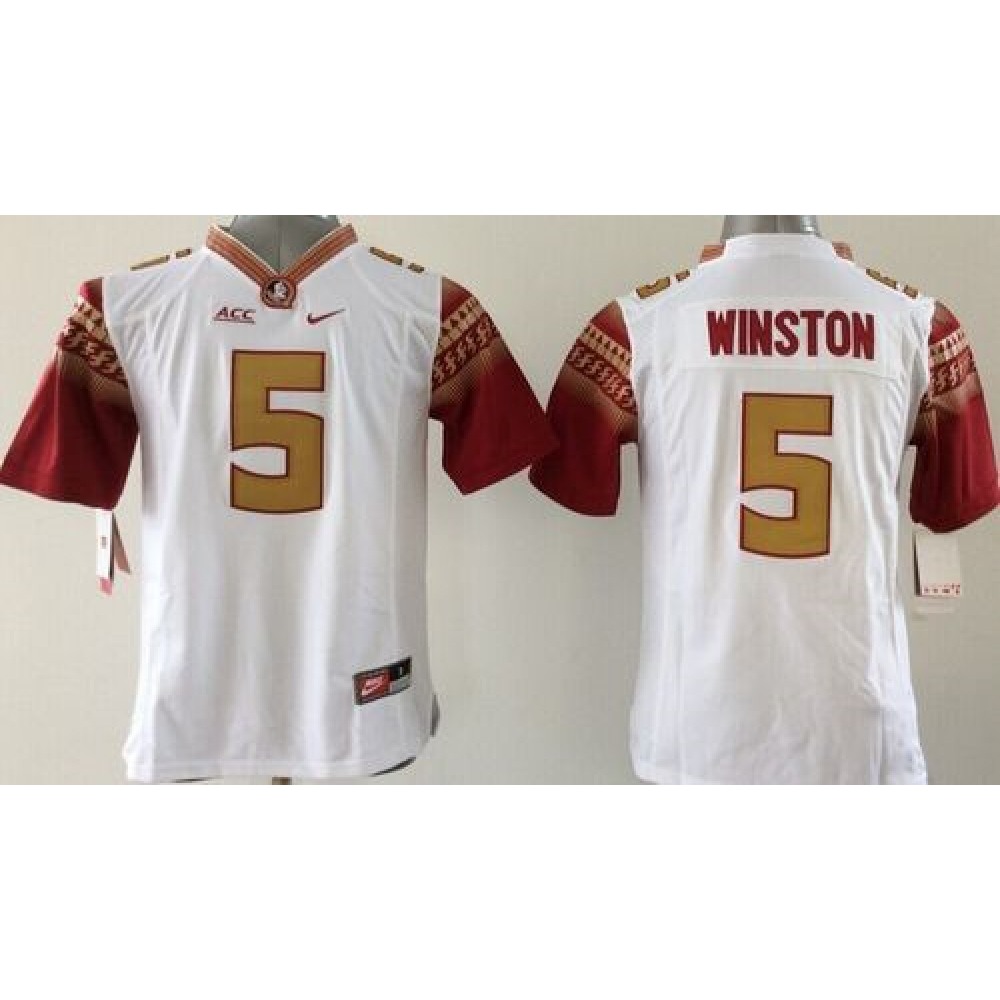 Seminoles #5 Jameis Winston White Limited Stitched Youth NCAA Jersey