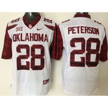 Sooners #28 Adrian Peterson White New XII Stitched NCAA Jersey
