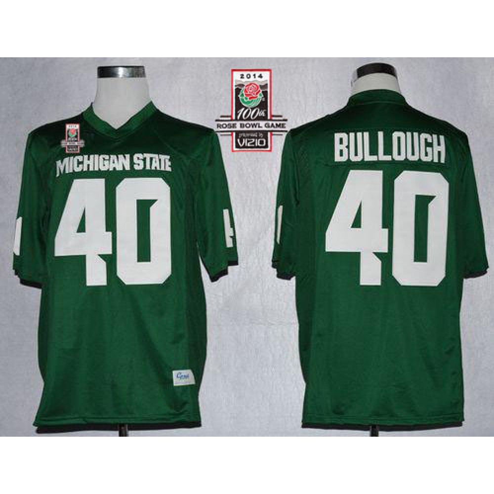 Spartans #40 Max Bullough Green 2014 Rose Bowl Patch Stitched NCAA Jersey