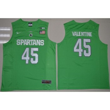 Spartans #45 Denzel Valentine Apple Green Authentic Basketball Stitched NCAA Jersey