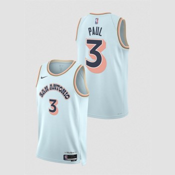 Men's San Antonio Spurs #3 Chris Paul Light Blue 2024/25 City Edition Stitched Basketball Jersey