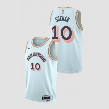 Men's San Antonio Spurs #10 Jeremy Sochan Light Blue 2024/25 City Edition Stitched Basketball Jersey