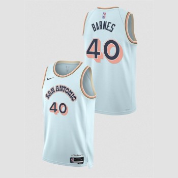 Men's San Antonio Spurs #40 Harrison Barnes Light Blue 2024/25 City Edition Stitched Basketball Jersey