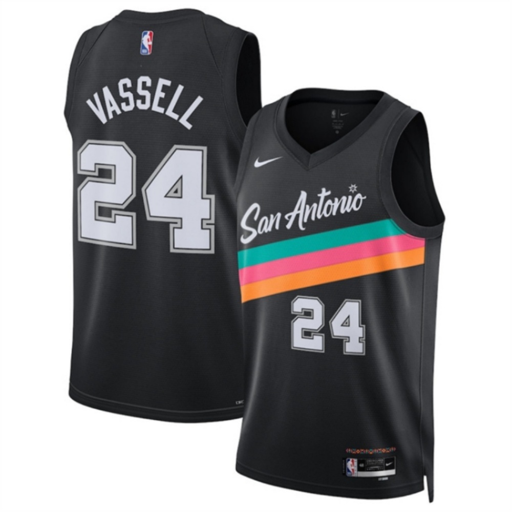 Men's San Antonio Spurs #24 Devin Vassell Black 2025/26 City Edition Stitched Basketball Jersey
