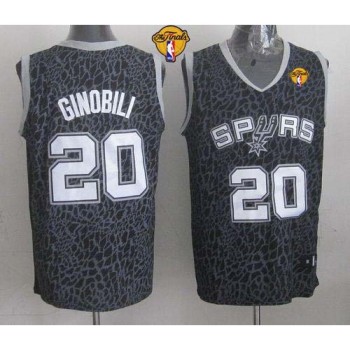Spurs #20 Manu Ginobili Black Crazy Light Finals Patch Stitched NBA Jersey
