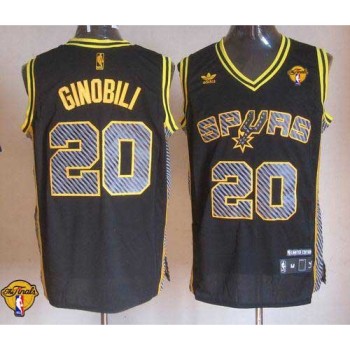 Spurs #20 Manu Ginobili Black Electricity Fashion Finals Patch Stitched NBA Jersey