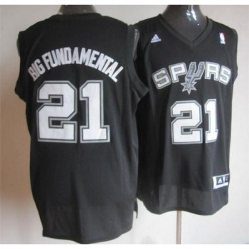 Spurs #21 Tim Duncan Black Big Fundamental Stitched NBA Jersey