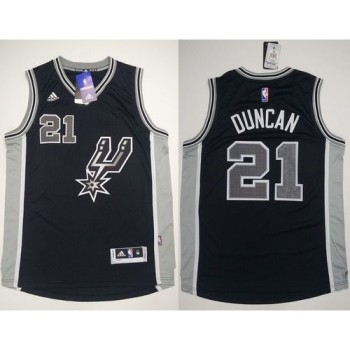 Spurs #21 Tim Duncan Black New Road Stitched NBA Jersey