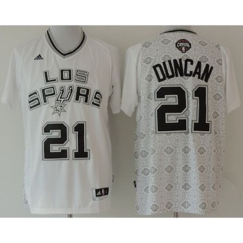 Spurs #21 Tim Duncan White New Latin Nights Stitched NBA Jersey