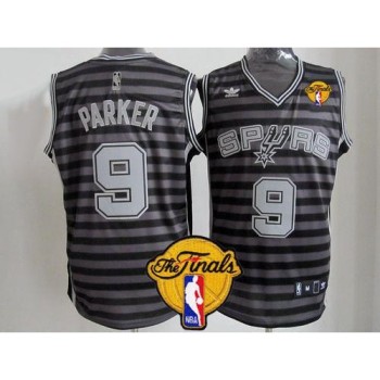 Spurs #9 Tony Parker Black/Grey Groove Finals Patch Stitched NBA Jersey Spurs #9 Tony Parker Black/Grey Groove Finals Patch Stitched NBA Jersey
