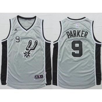 Spurs #9 Tony Parker Grey Alternate Stitched NBA Jersey