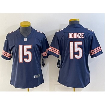 Women's Chicago Bears #15 Rome Odunze Navy 2024 Draft Vapor Stitched Jersey(Run Small) Women's Chicago Bears #15 Rome Odunze Navy 2024 Draft Vapor Stitched Jersey(Run Small)