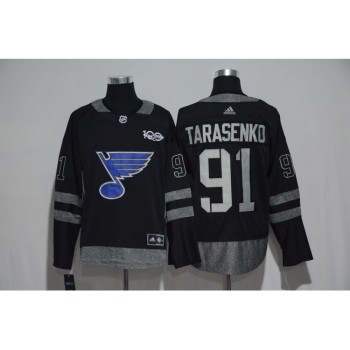 St. Louis Blues #91 Vladimir Tarasenko Black Men's 1917-2017 100th Anniversary  Stitched NHL Jersey
