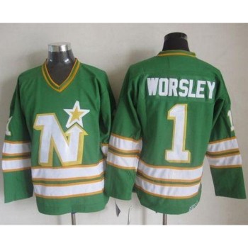 Stars #1 Gump Worsley Green CCM Throwback Stitched NHL Jersey Stars #1 Gump Worsley Green CCM Throwback Stitched NHL Jersey