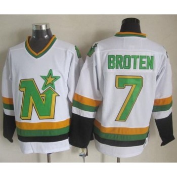 Stars #7 Neal Broten White CCM Throwback Stitched NHL Jersey