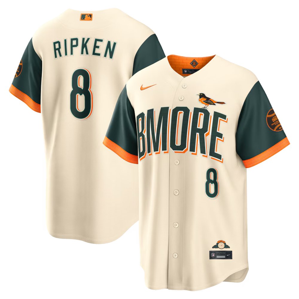 Men's Baltimore Orioles #8 Cal Ripken Jr. Nike Natural 2026 City Connect Stadium Jersey