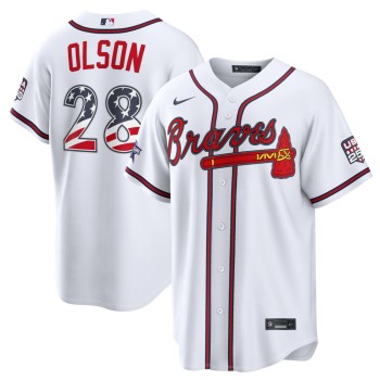 Men's Atlanta Braves #28 Matt Olson Nike White 2026 All-Star Edition Stars & Stripes Stadium Jersey