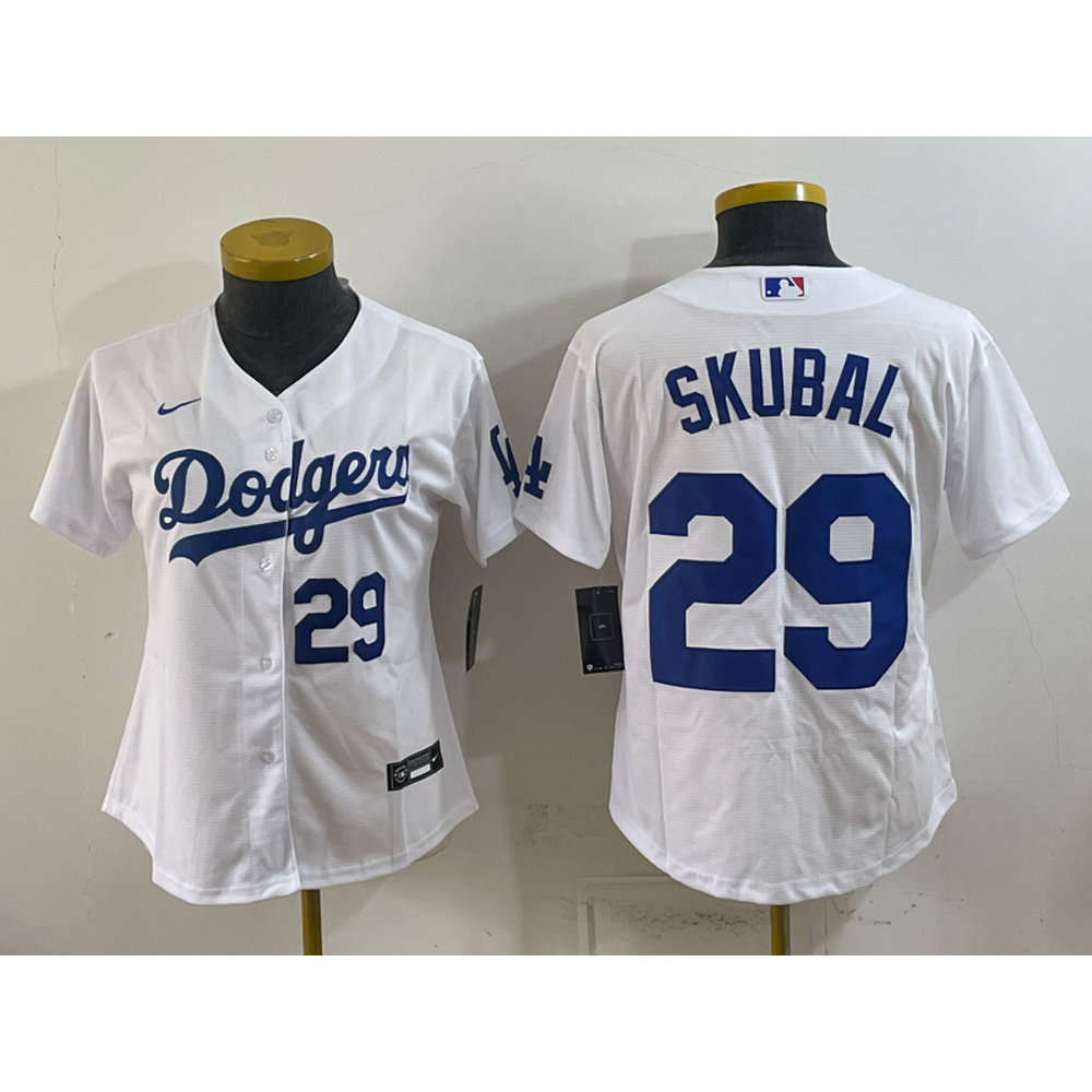 Women's Los Angeles Dodgers #29 Tarik Skubal White Cool Base Stitched Baseball Jersey