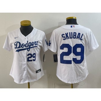 Women's Los Angeles Dodgers #29 Tarik Skubal White Cool Base Stitched Baseball Jersey