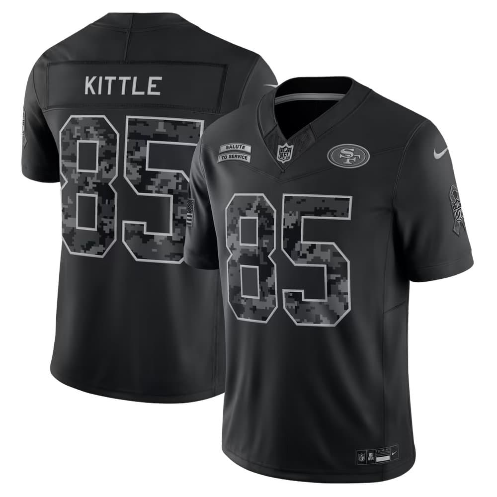 Men's San Francisco 49ers #85 George Kittle Nike Black 2026 Salute to Service Vapor F.U.S.E. Limited Jersey