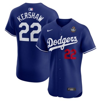 Men's Los Angeles Dodgers #22 Clayton Kershaw Royal 2024 World Series Alternate Elite Player Jersey Men's Los Angeles Dodgers #22 Clayton Kershaw Royal 2024 World Series Alternate Elite Player Jersey